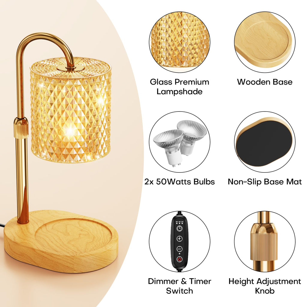 Adjustable Candle Warmer Lamp with Timer Dimmer A894323