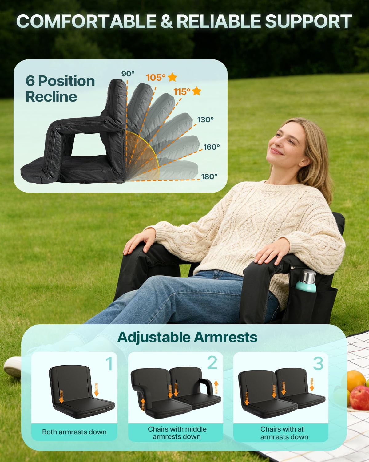Heated Stadium Seats for Bleachers with Back Support H49100