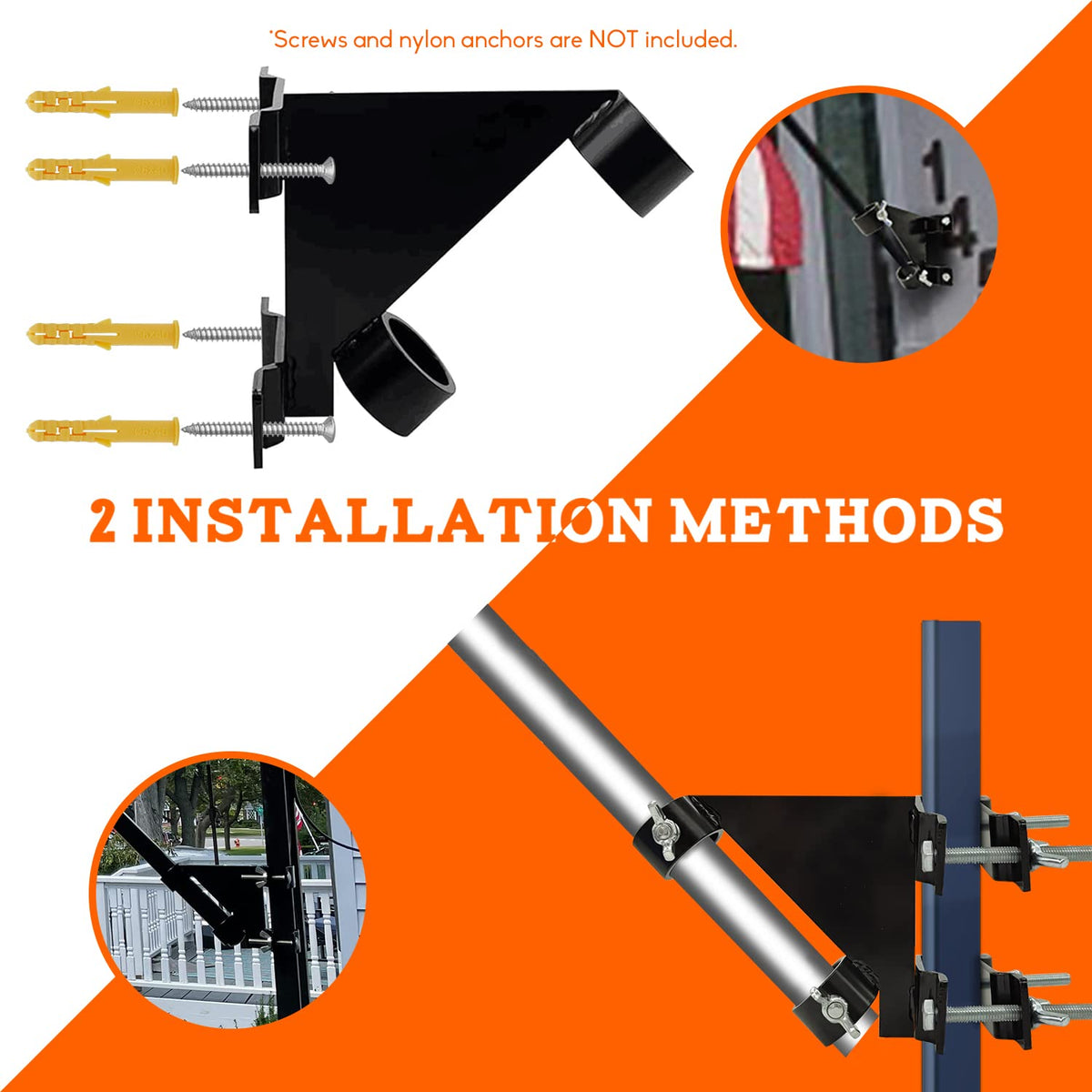 Flag Pole Mount Bracket 45 Degree No Drilling Y26857