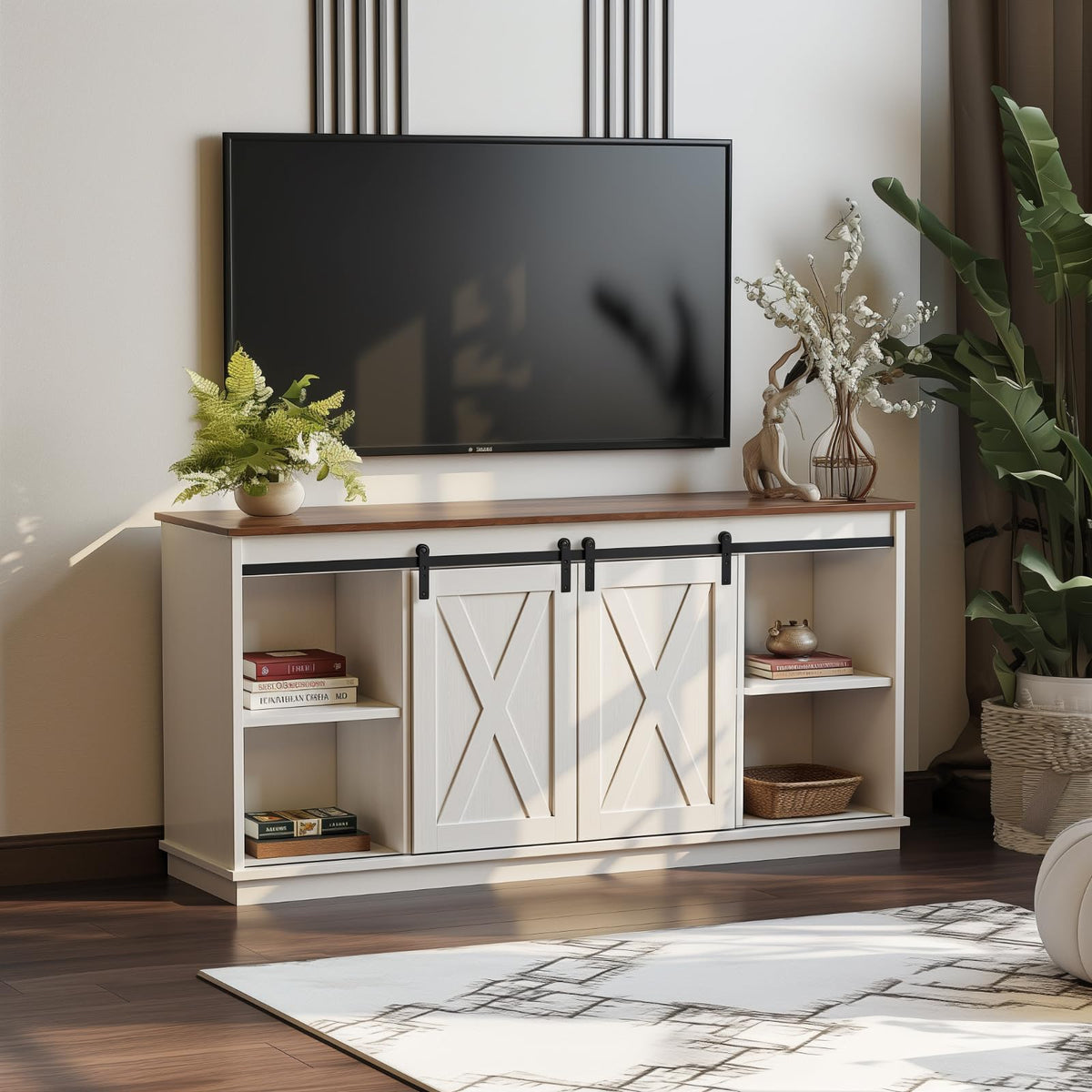 White 65 Inch Wood TV Stand O61781