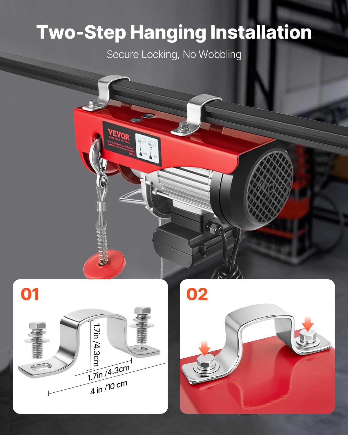 880lbs Electric Hoist with Wired Remote Control H1692