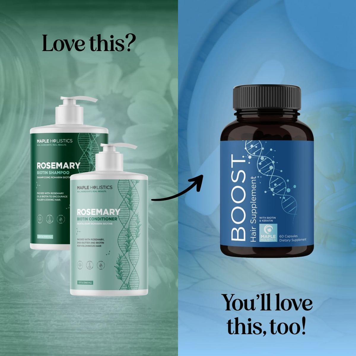 Biotin Rosemary Shampoo and Conditioner Set 32 Fl Oz Each G2277