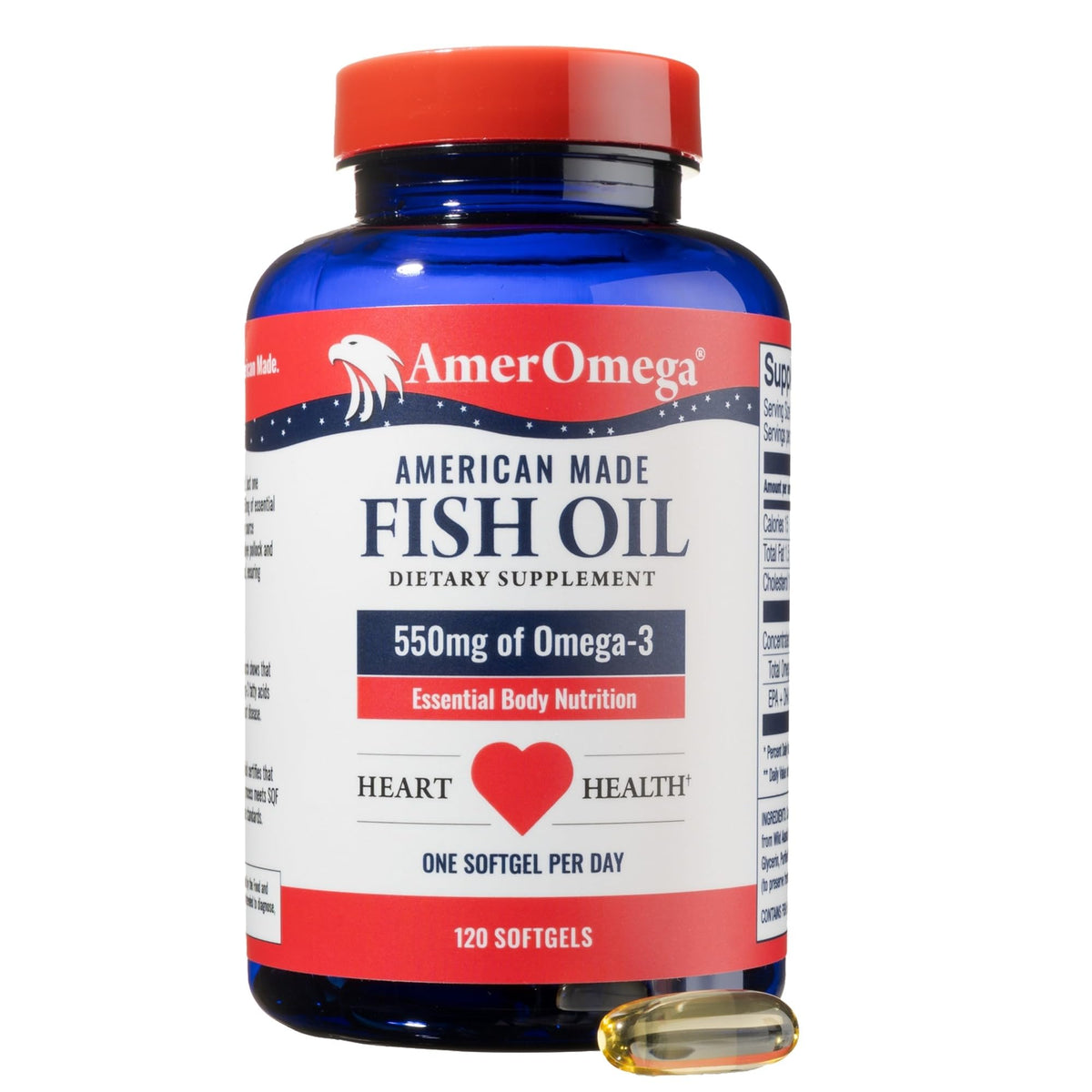 Omega-3 Fish Oil 550mg 120 Servings Wild Caught Alaska Pollock Triglyceride Form E8032