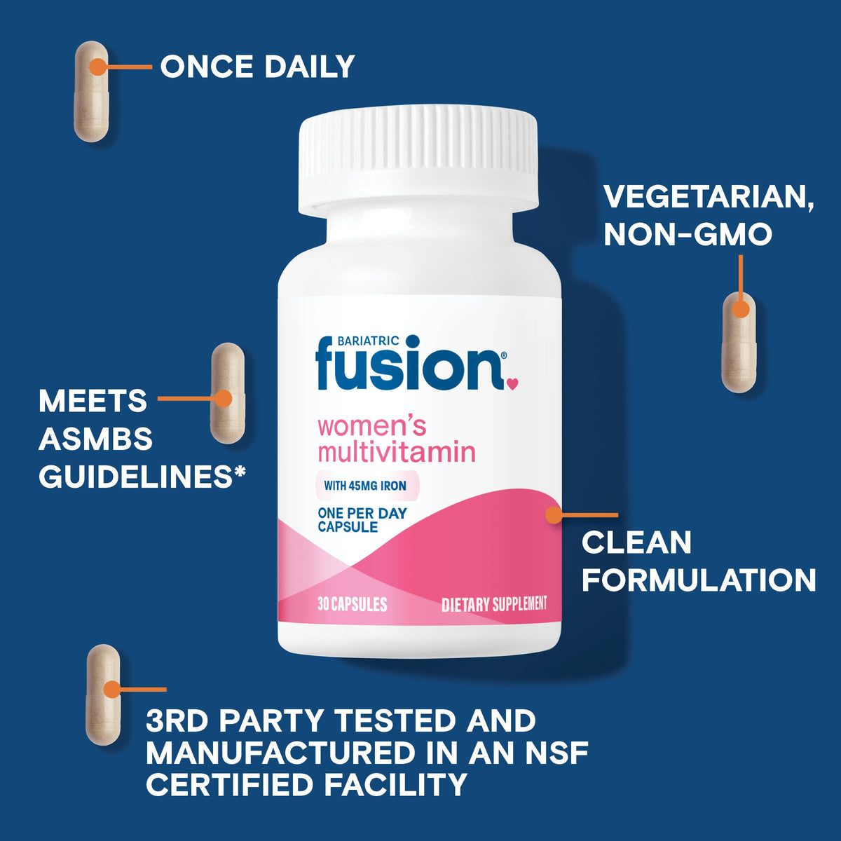 Women's Bariatric Vitamin with Iron, 30 Capsules U75243
