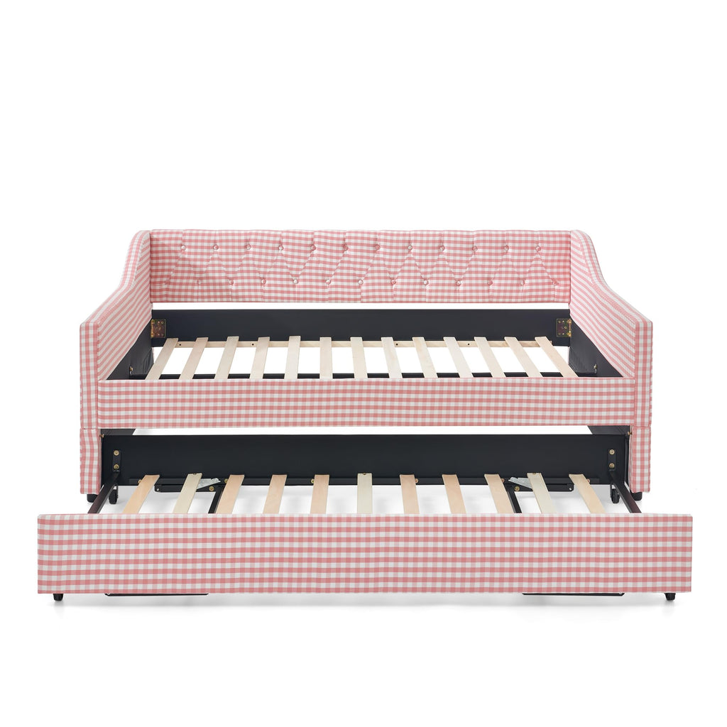Full Size Upholstered Daybed with Trundle and Side Pocket K43584