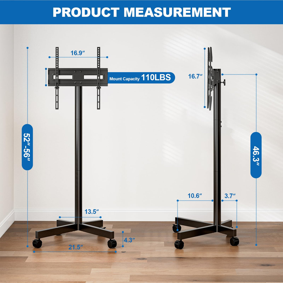 Mobile TV Cart Rolling TV Stand for 23-65 Inch TVs N910267