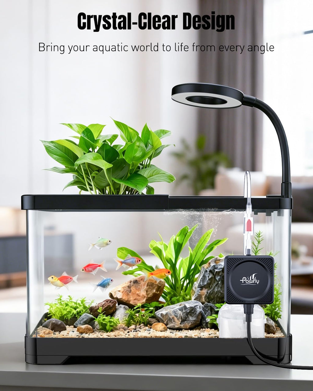 2 Gallon Ultra Clear Aquarium Starter Kit with LED Light, Air Pump, Filter K147148
