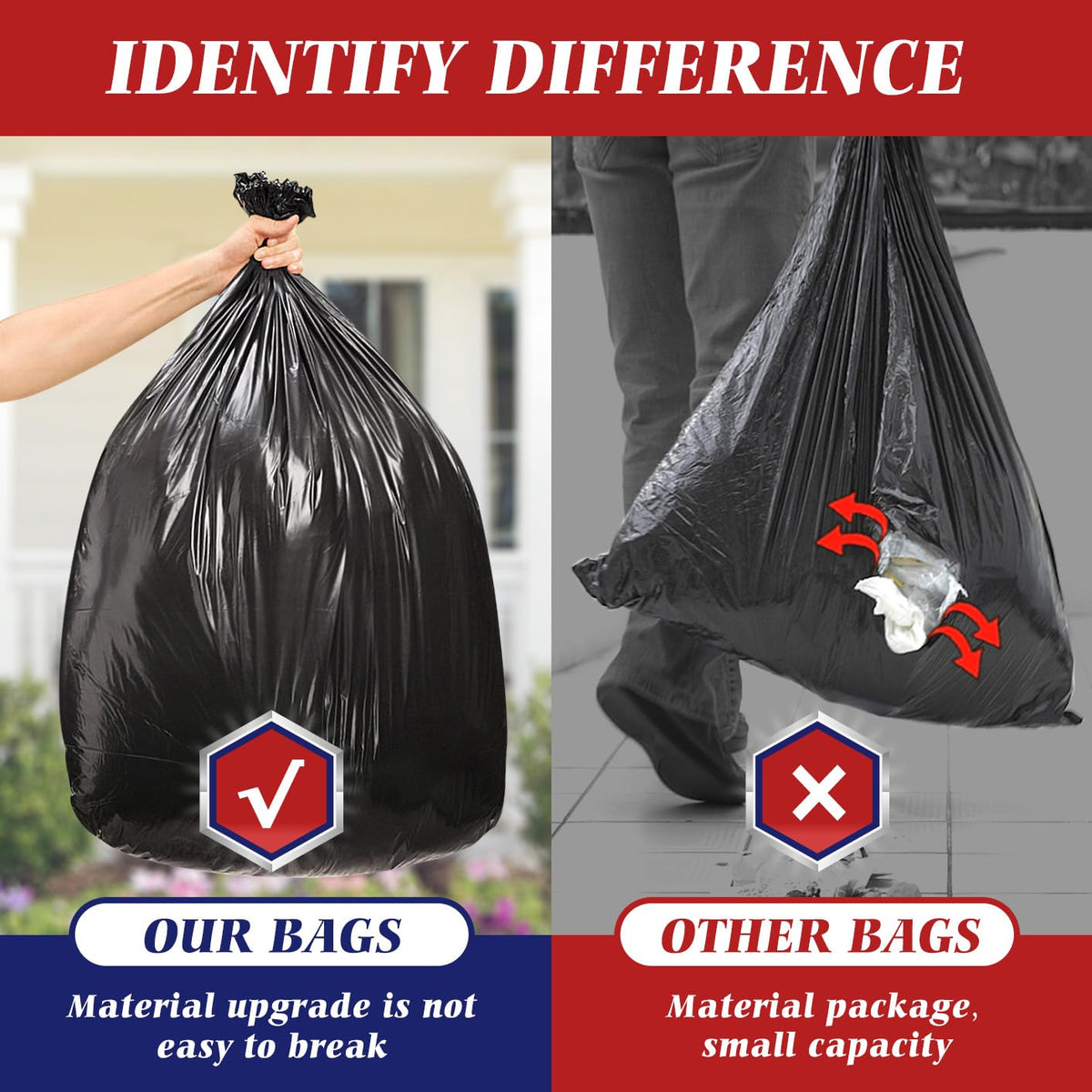 Black 40-45 Gallon Trash Bags 100 Count E653