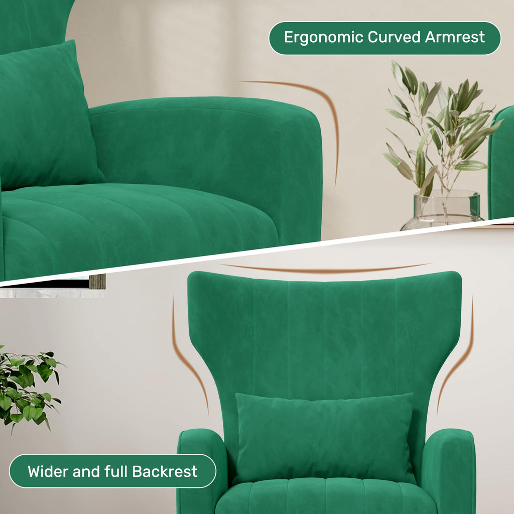 Velvet Accent Chair Set of 2 Wingback Green Y5377