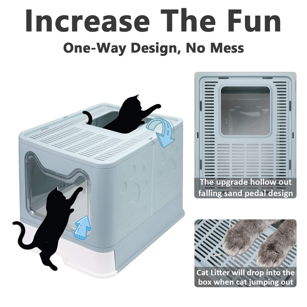Foldable Enclosed Cat Litter Box with Lid and Litter Scoop N871