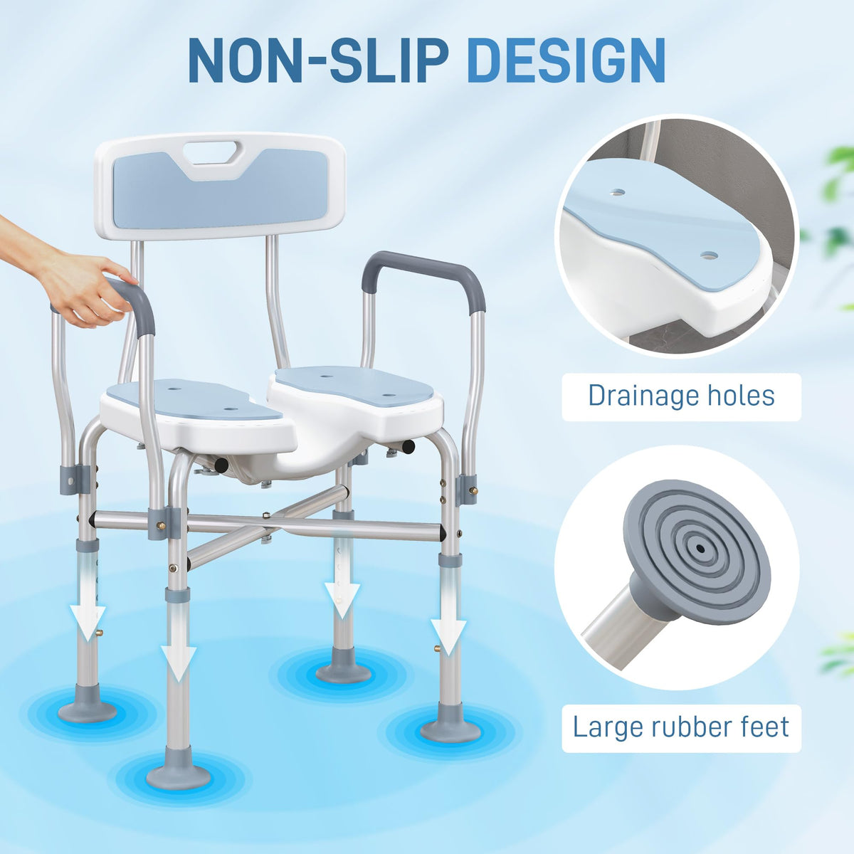 Padded Shower Chair with Arms and Back Y812969