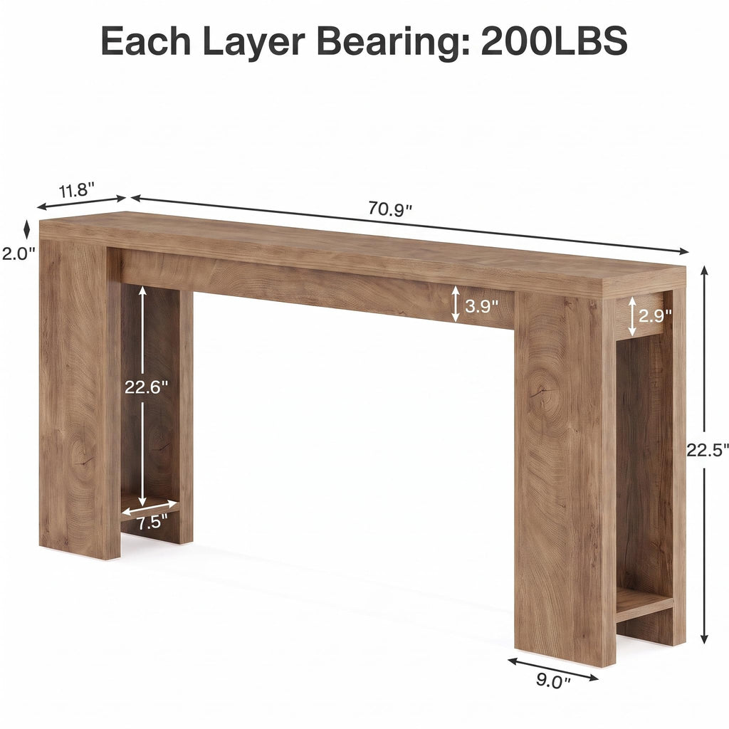 70.9-Inch Light Brown Console Table K8904