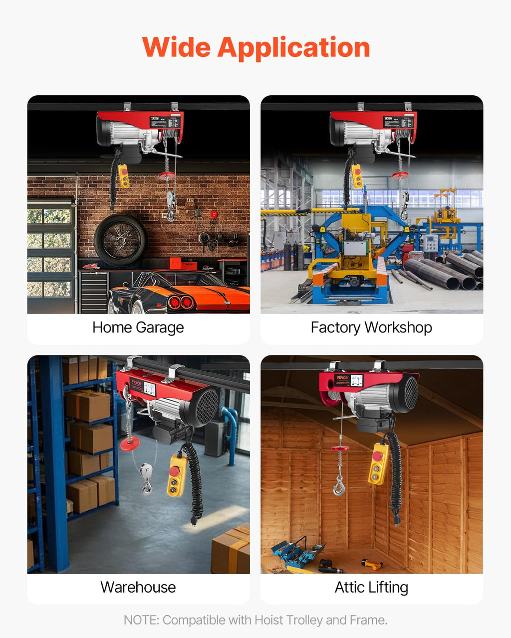 880lbs Electric Hoist with Wired Remote Control H1692