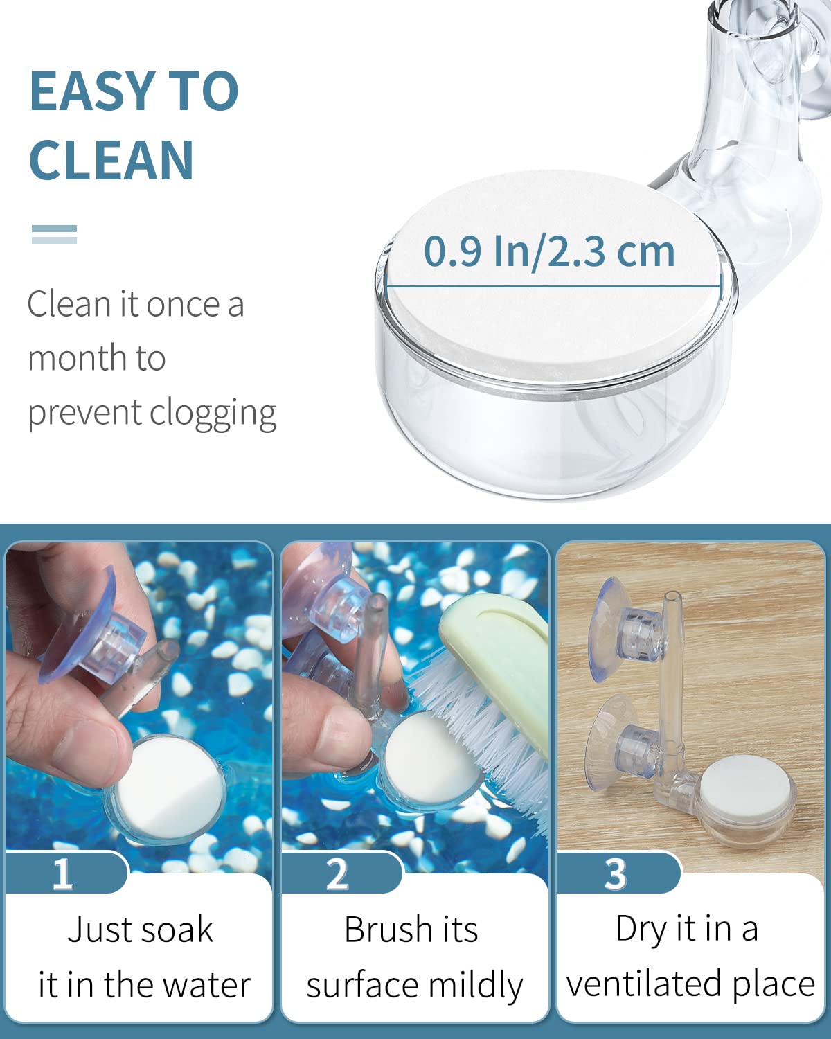 Aquarium Air Stone Disc with Suction Cup Air Control Valve C2394