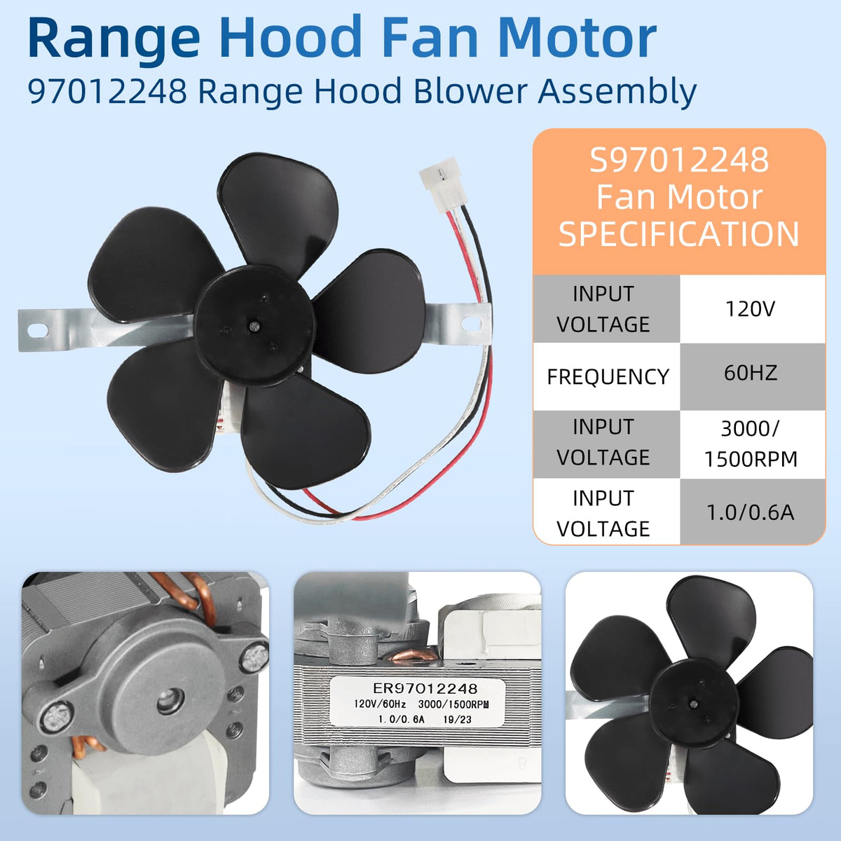 Range Hood Fan Motor Replacement Part Y9306
