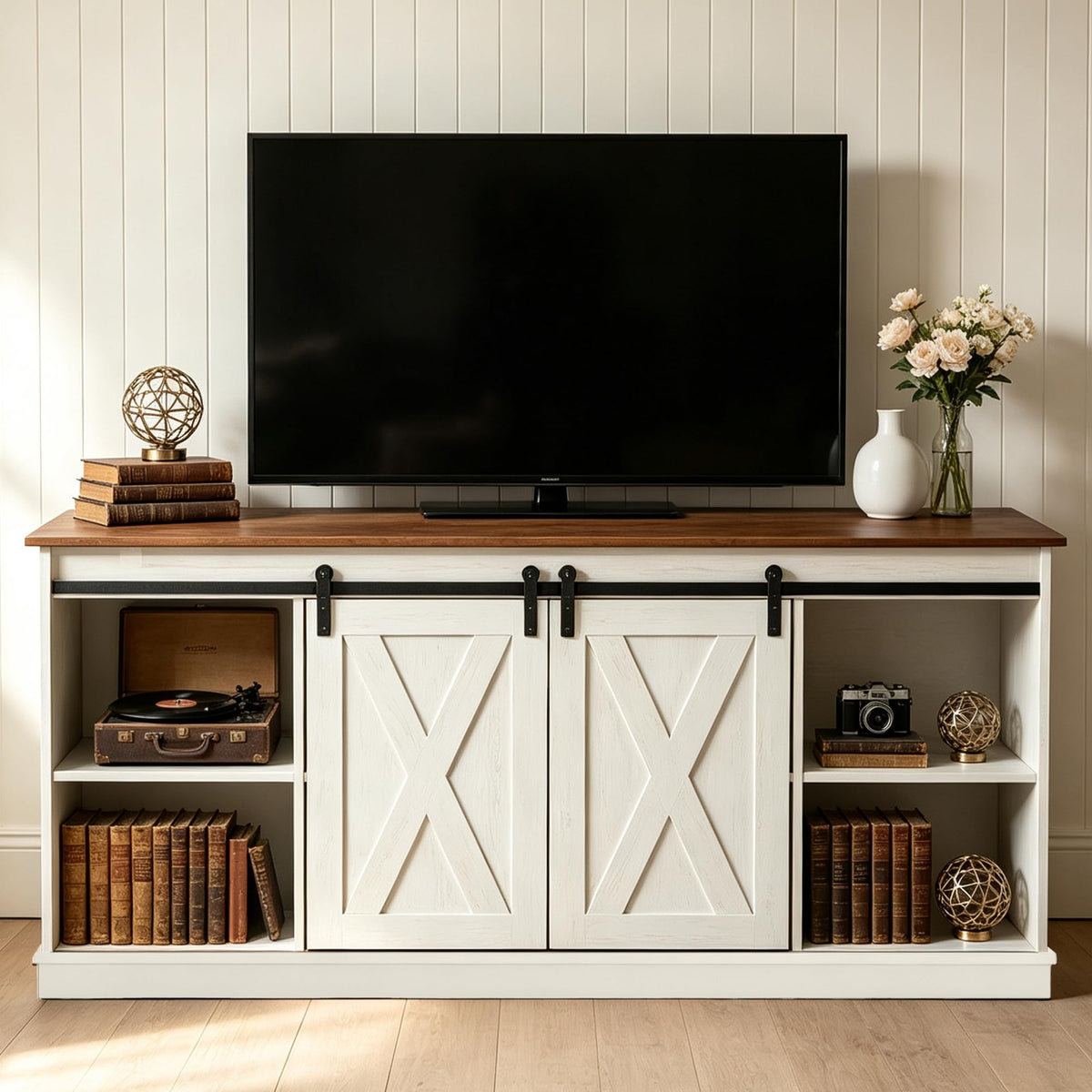 White 65 Inch Wood TV Stand O61781