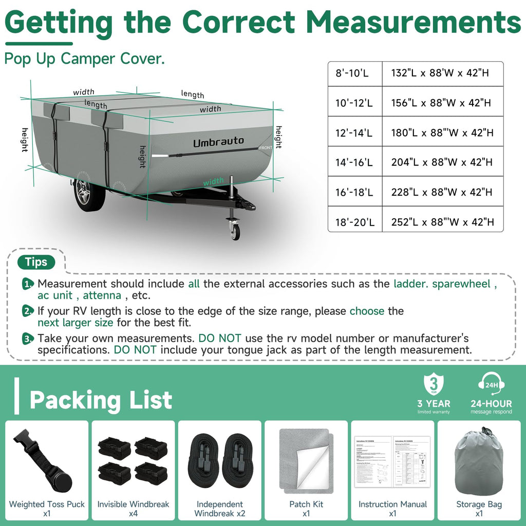 14-16ft Waterproof Breathable Ripstop Pop Up Camper Cover J48212