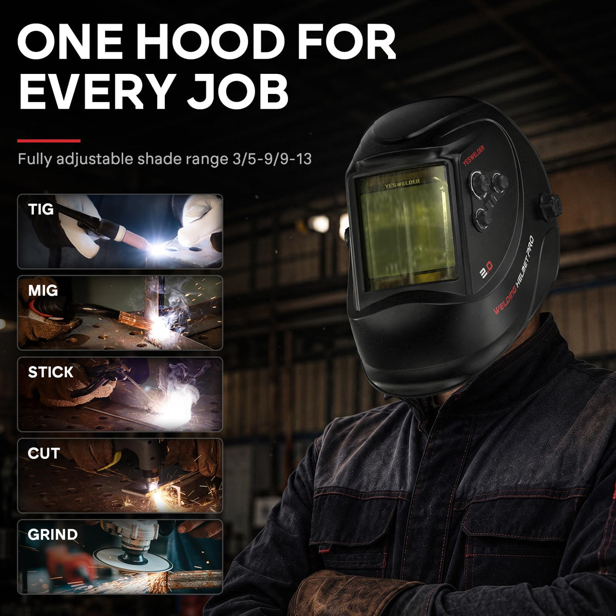Auto Darkening Welding Helmet Large View F66796