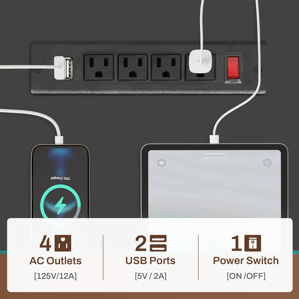 L Shaped Gaming Desk with Power Outlets & LED Strip L29044
