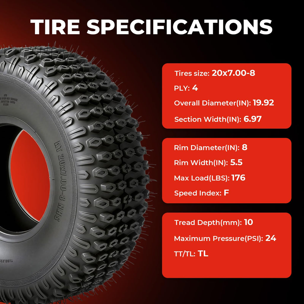 20x7-8 All-Terrain Tubeless Tires Set of 2 I53477