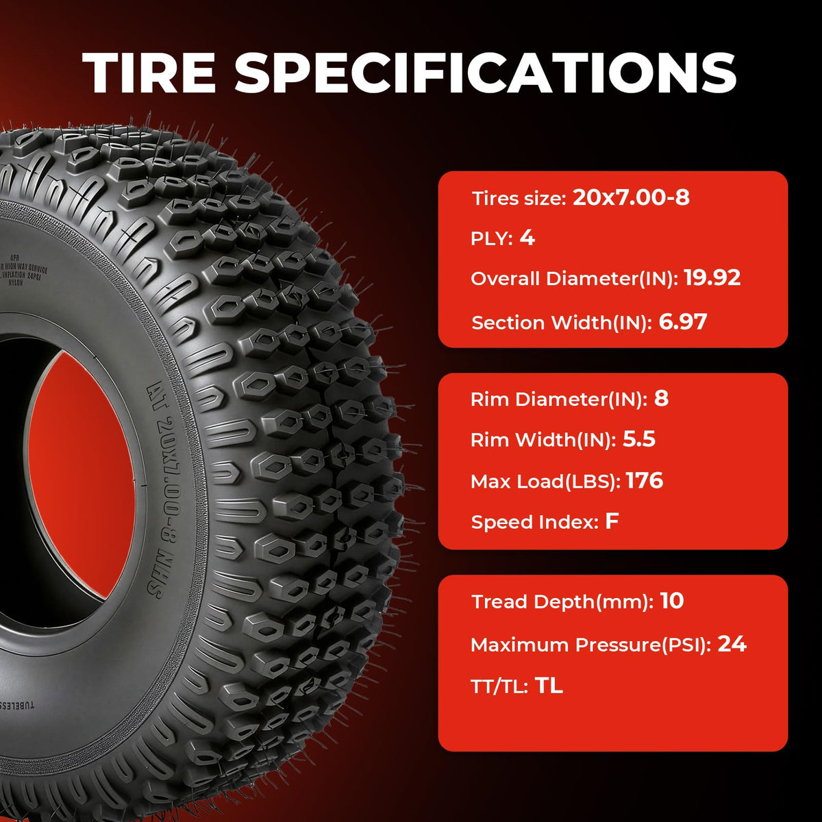 20x7-8 All-Terrain Tubeless Tires Set of 2 I53477