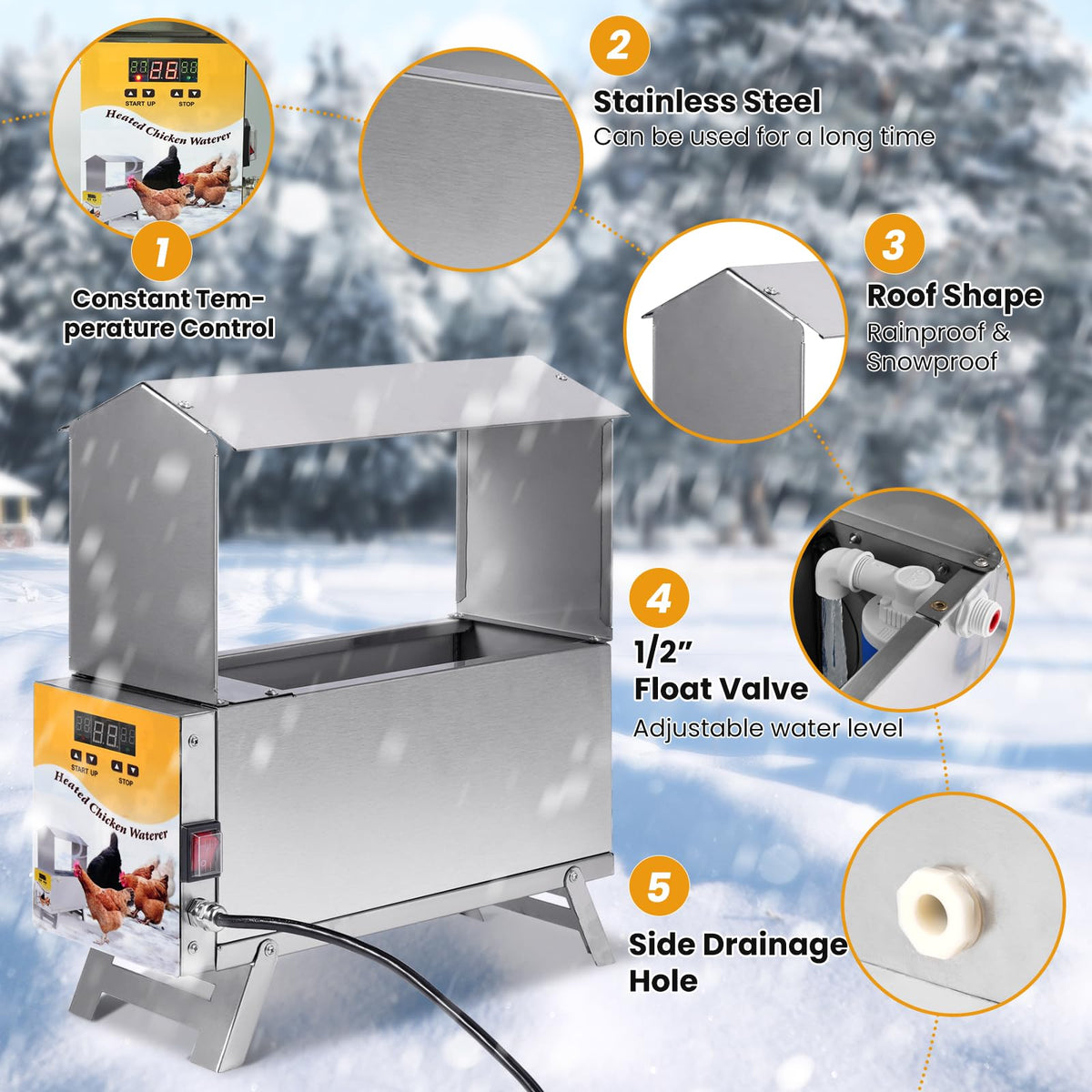 1.5 Gallon Heated Chicken Waterer R4881