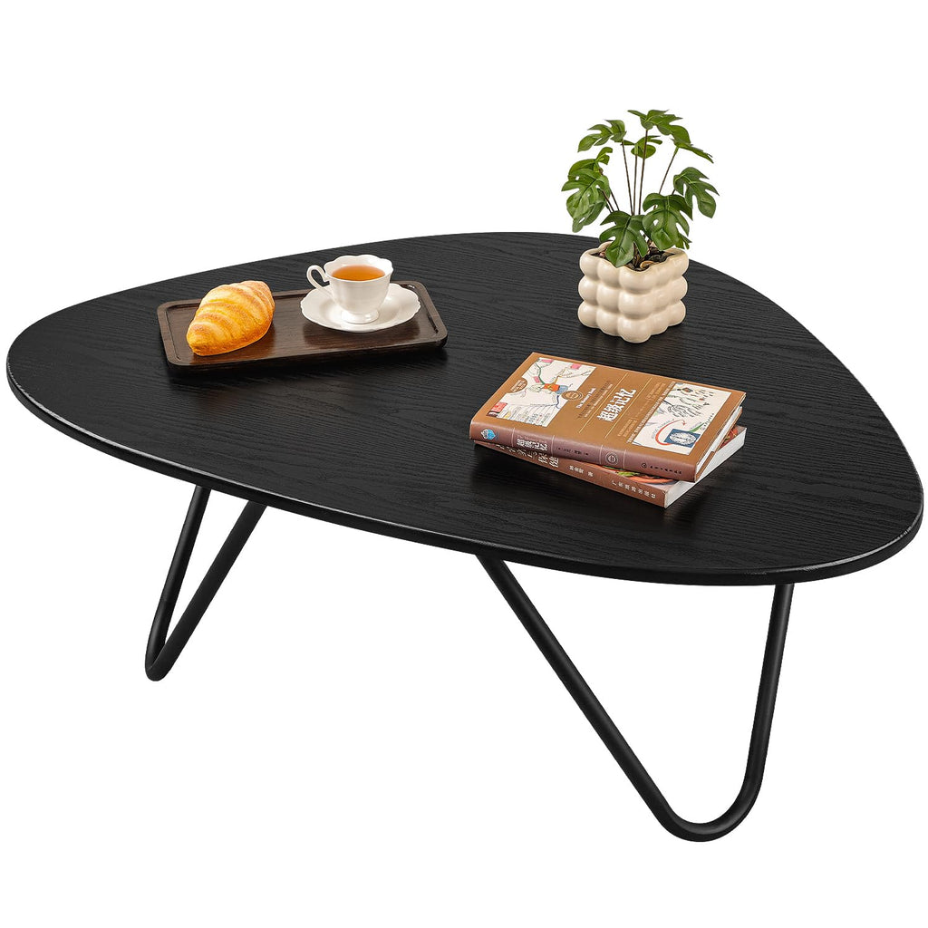 Black Wood Coffee Table with Metal Base H1032