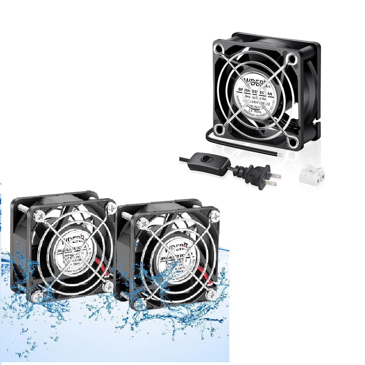 12V DC Brushless Cooling Fan 2PCS 60mm x 25mm Q7260