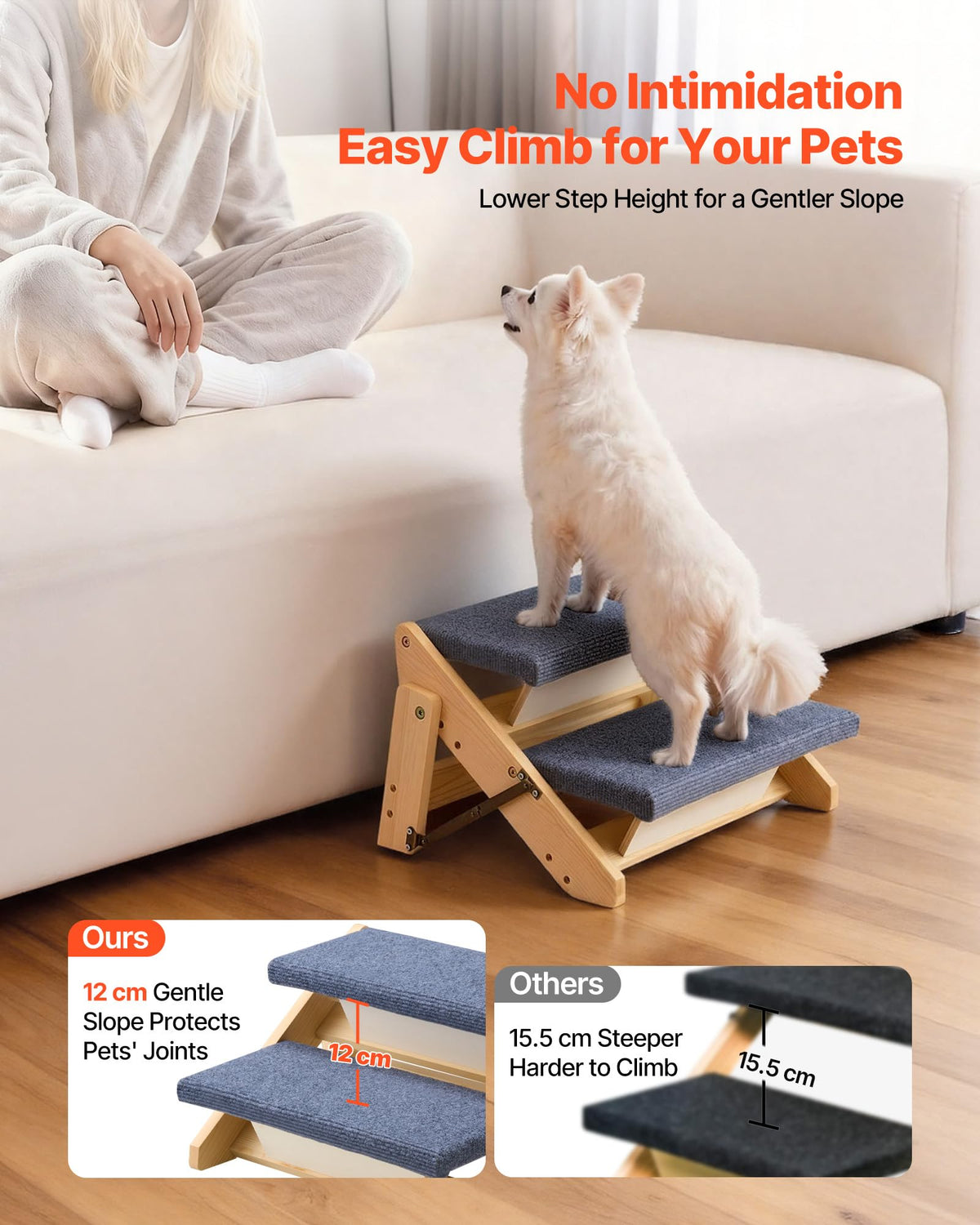 Wood 2-Step Pet Stairs D1204