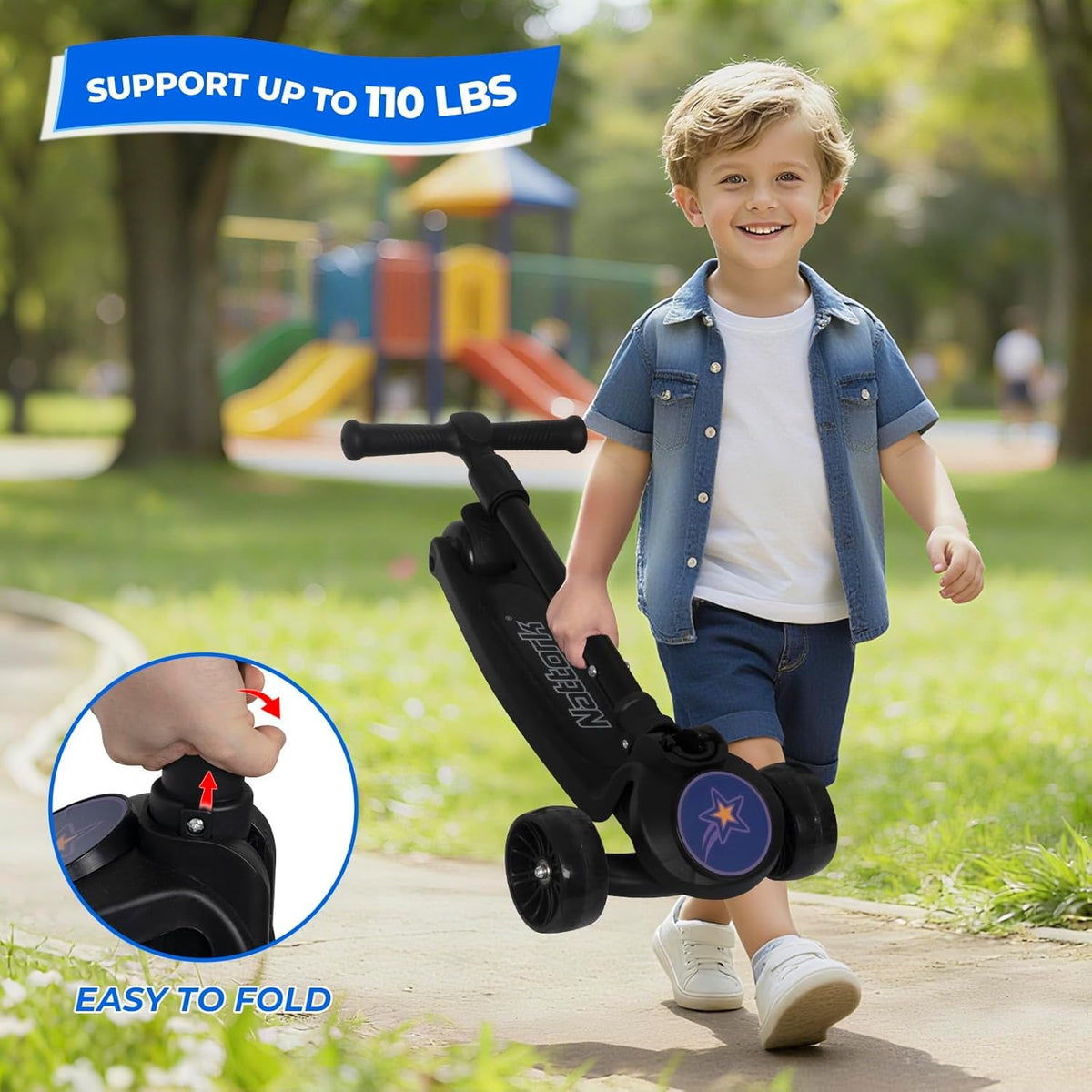 3 Wheel Kids Scooter with Light Up Wheels D87706