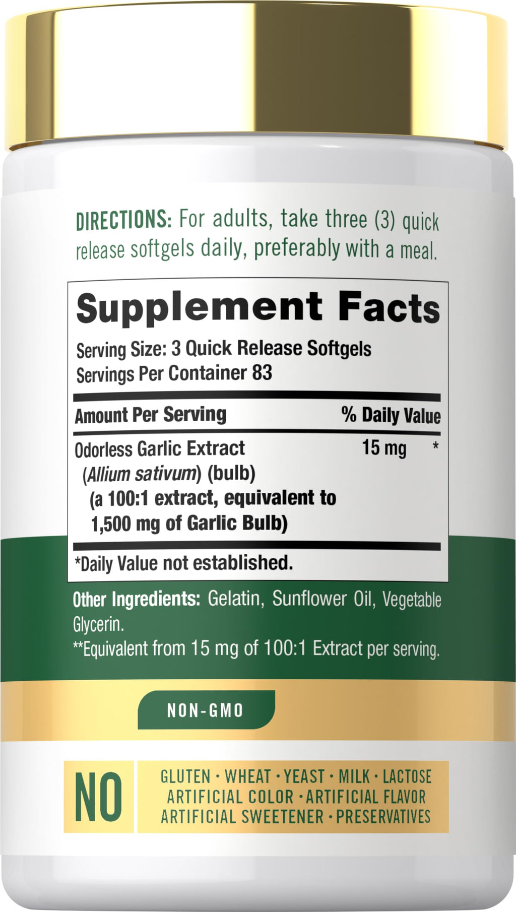 Odorless Garlic Supplement 250 Softgels H781