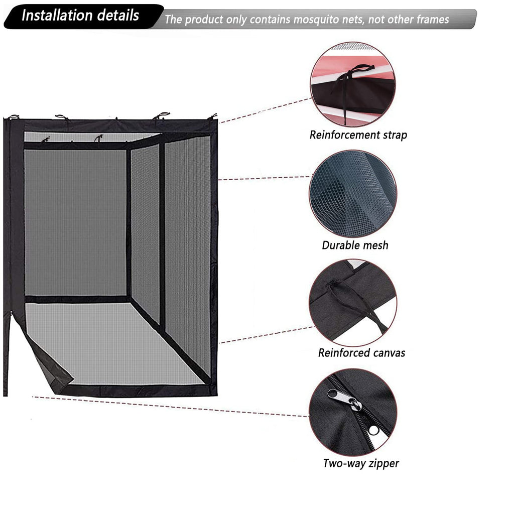 10x10 Mosquito Netting with Double Door Side Screen Black F877