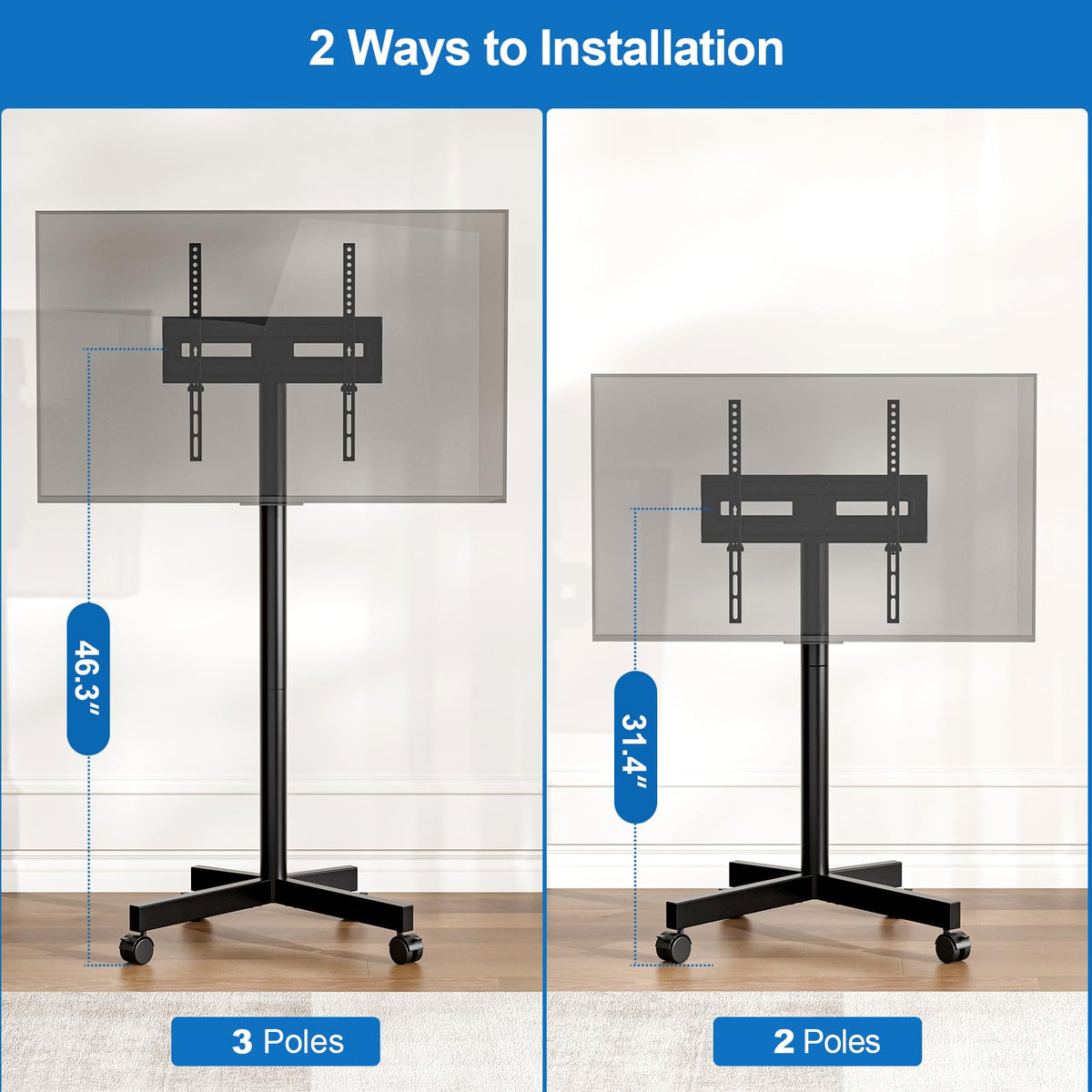 Mobile TV Cart Rolling TV Stand for 23-65 Inch TVs N910267