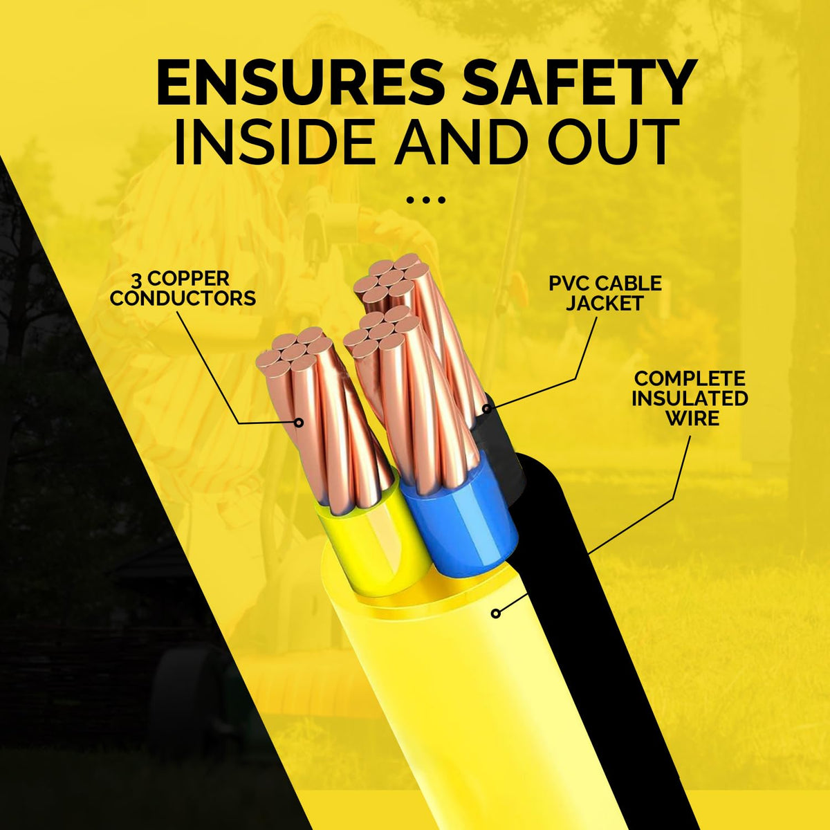 12 Gauge 75 Ft Heavy Duty Extension Cord SJTW Yellow 15Amp 1875W N9387