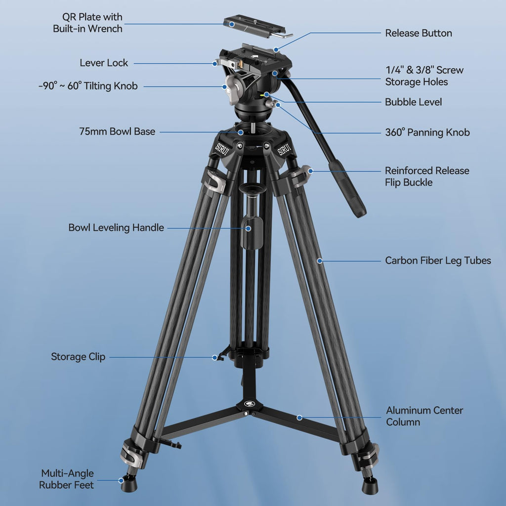Carbon Fiber Heavy Duty Video Tripod F20459