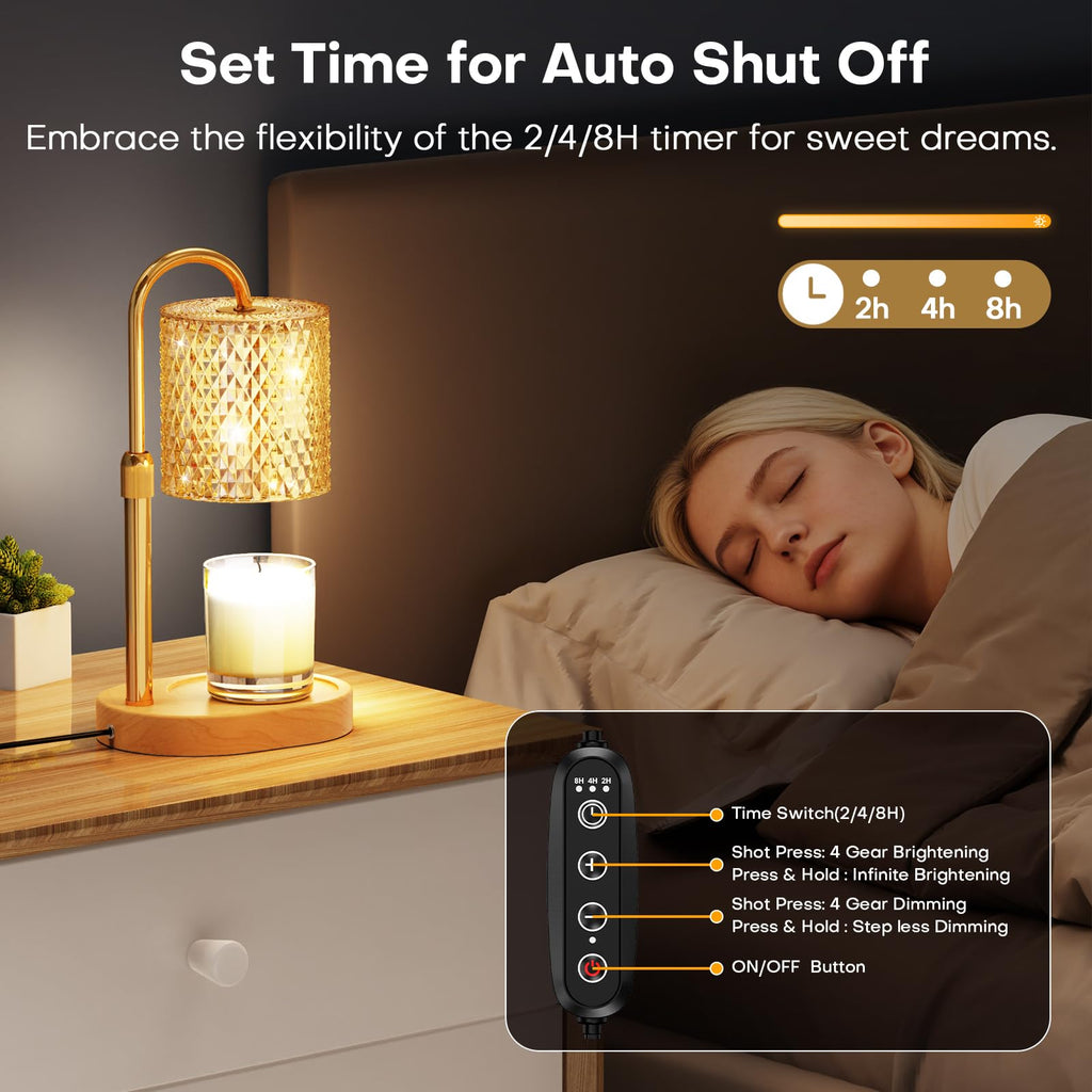 Adjustable Candle Warmer Lamp with Timer Dimmer A894323
