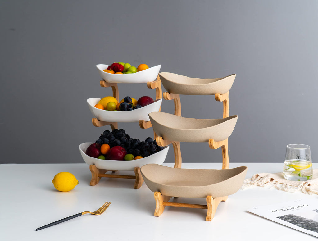 3 Tier Ceramic Fruit Basket with Holder D3824