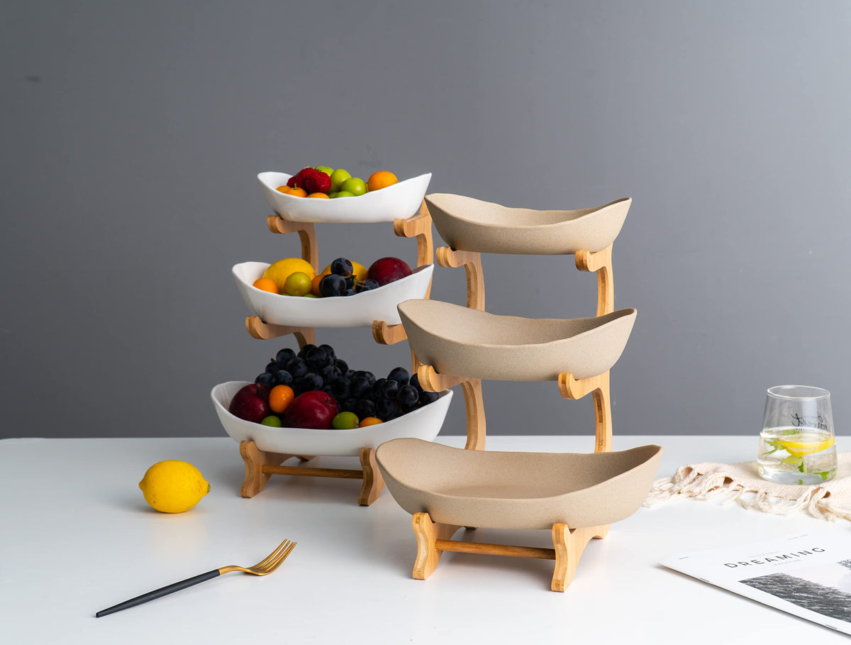 3 Tier Ceramic Fruit Basket with Holder D3824
