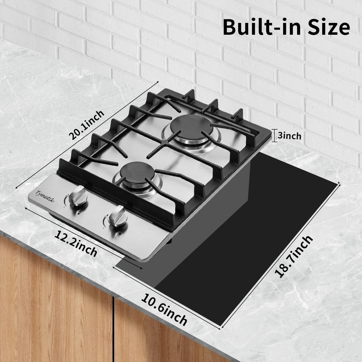 12 Inch 2 Burners Stainless Steel Gas Cooktop S924017