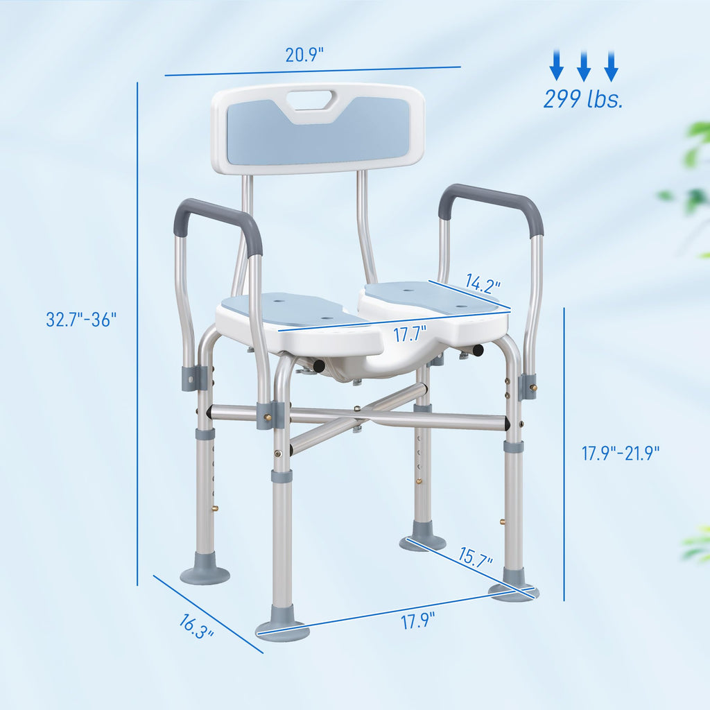 Padded Shower Chair with Arms and Back Y812969
