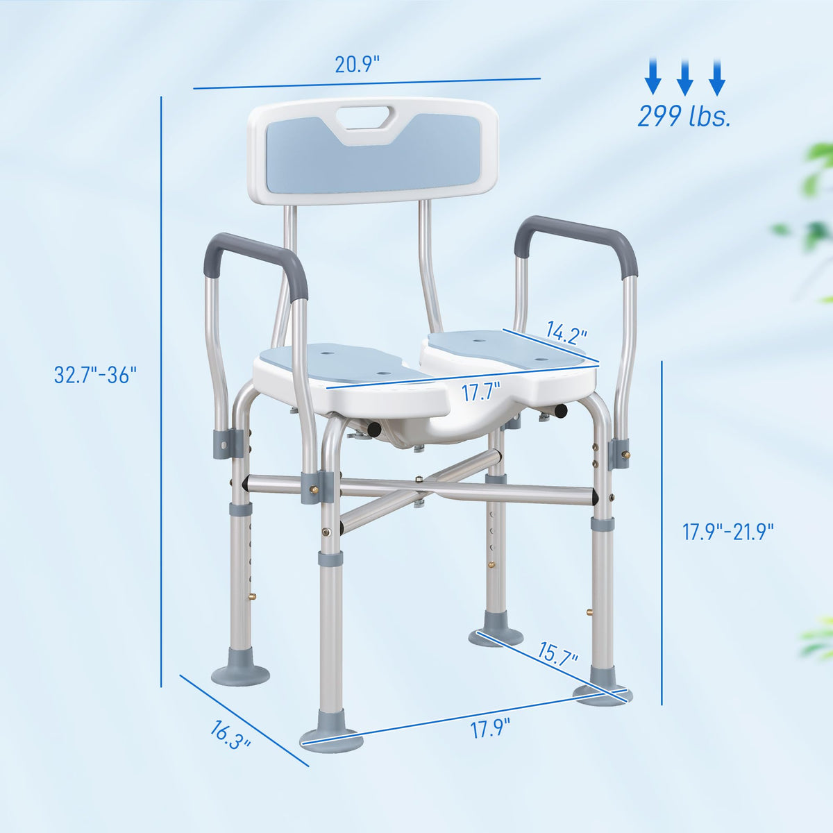 Padded Shower Chair with Arms and Back Y812969