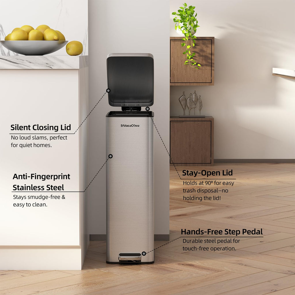 8 Gallon Stainless Steel Trash Can with Soft Close Lid P516575