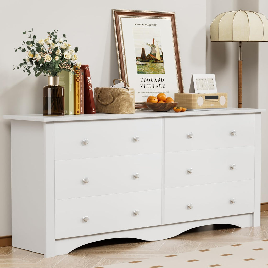 White 6 Drawer Wood Dresser G85236