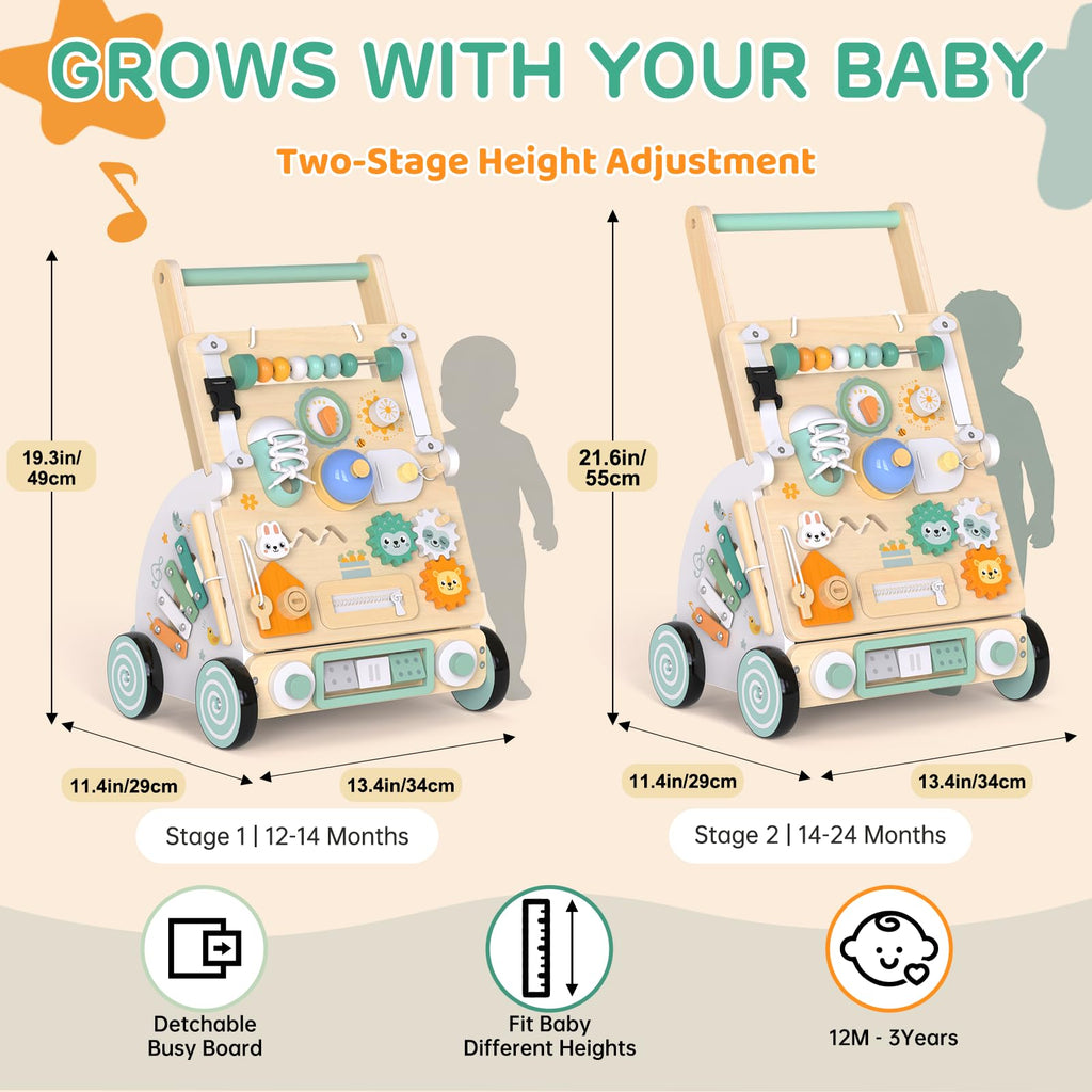 Wooden Baby Walker with Detachable Busy Board Z8478