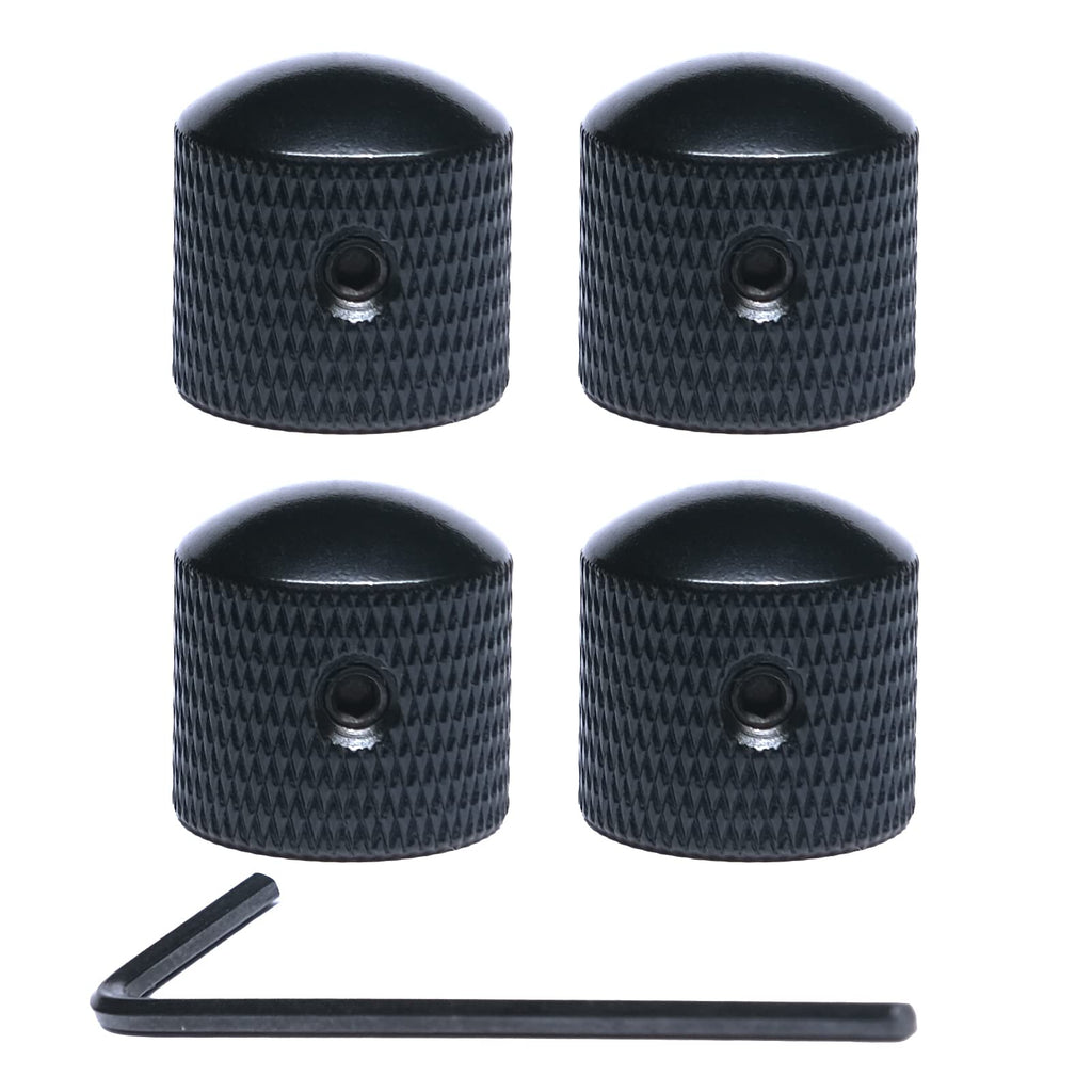4 Pcs Metal Dome Tone Guitar Control Knobs with Allen Keys Screws Set Black O31243