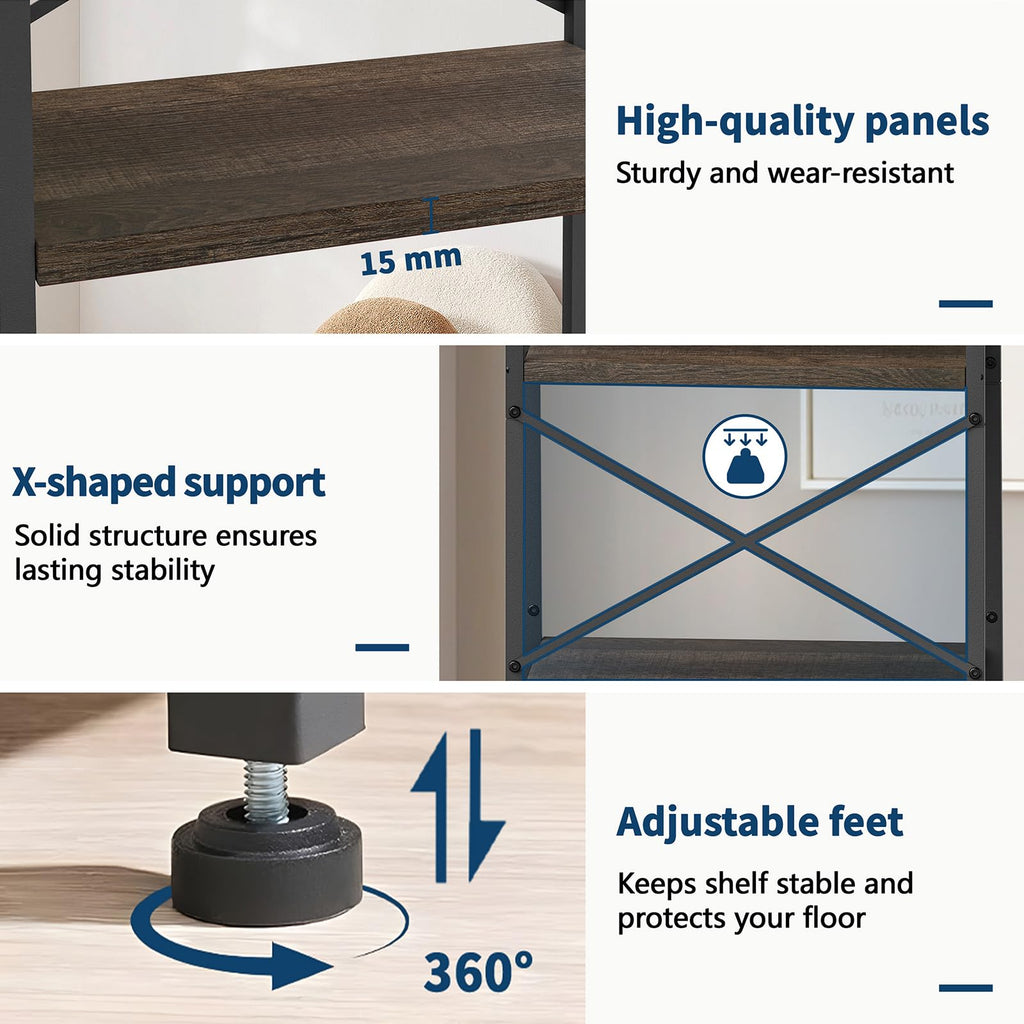5-Tier Ladder Bookshelf with 2 Drawers Black E477