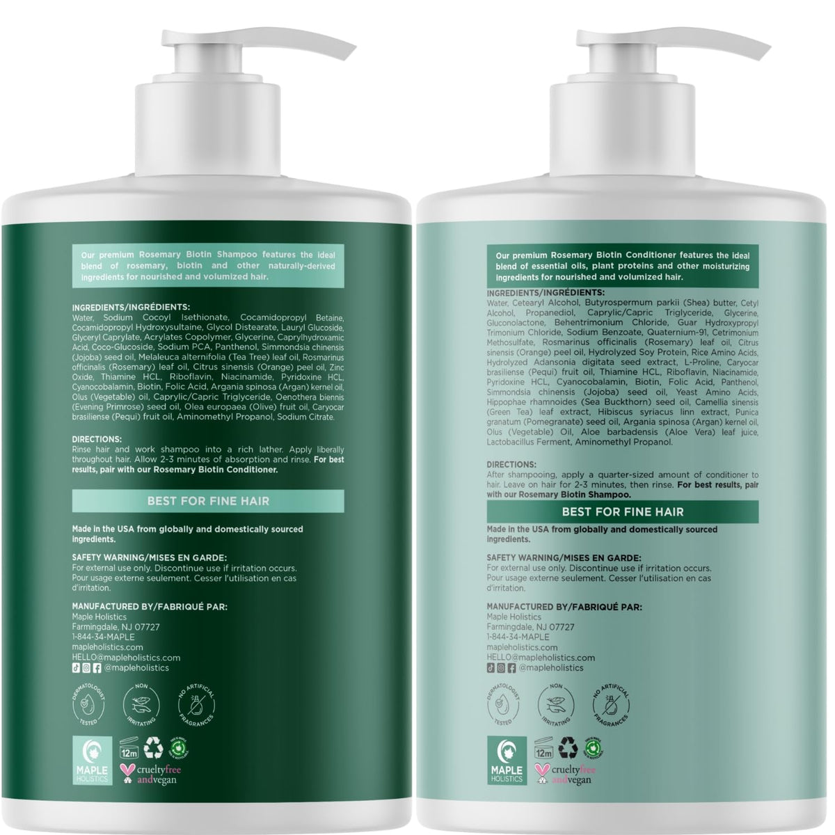 Biotin Rosemary Shampoo and Conditioner Set 32 Fl Oz Each G2277