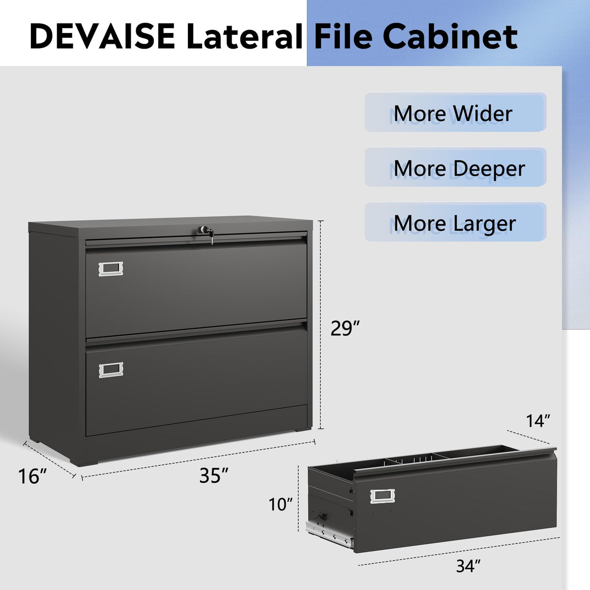 2 Drawer File Cabinet with Lock N62769