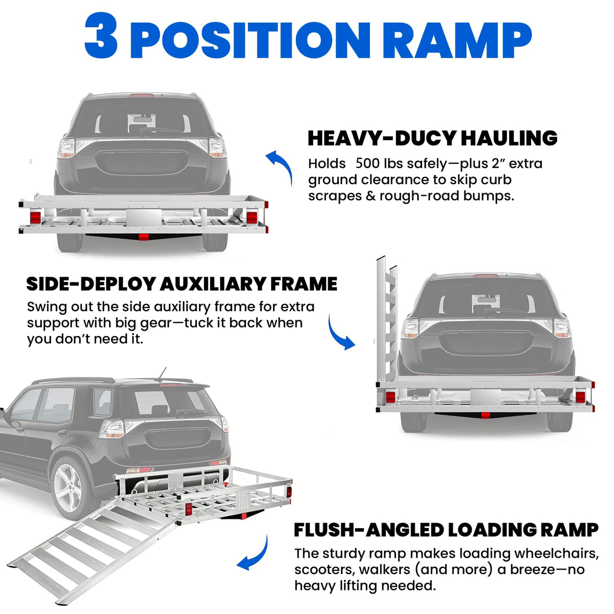 Aluminum Hitch Cargo Carrier with Ramp U7218