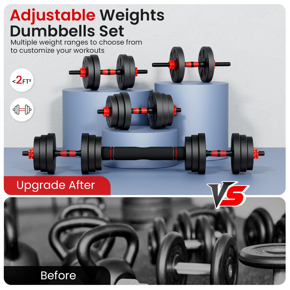 Adjustable 5-in-1 Dumbbell Set with Connector K920217